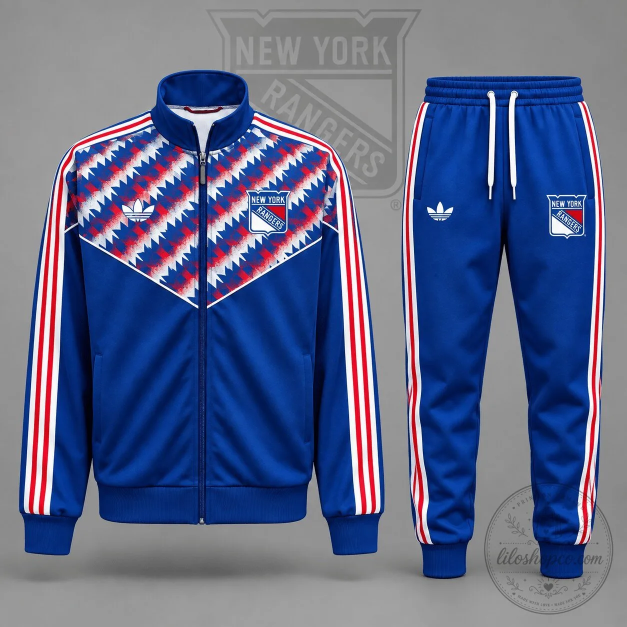 New York Rangers Heritage Chevron Track Jacket and Jogger Set