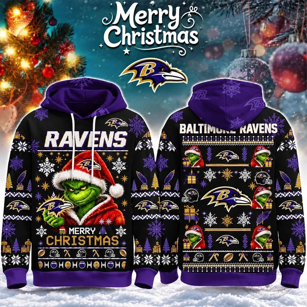 Baltimore Ravens Grinch Merry Christmas Hoodie