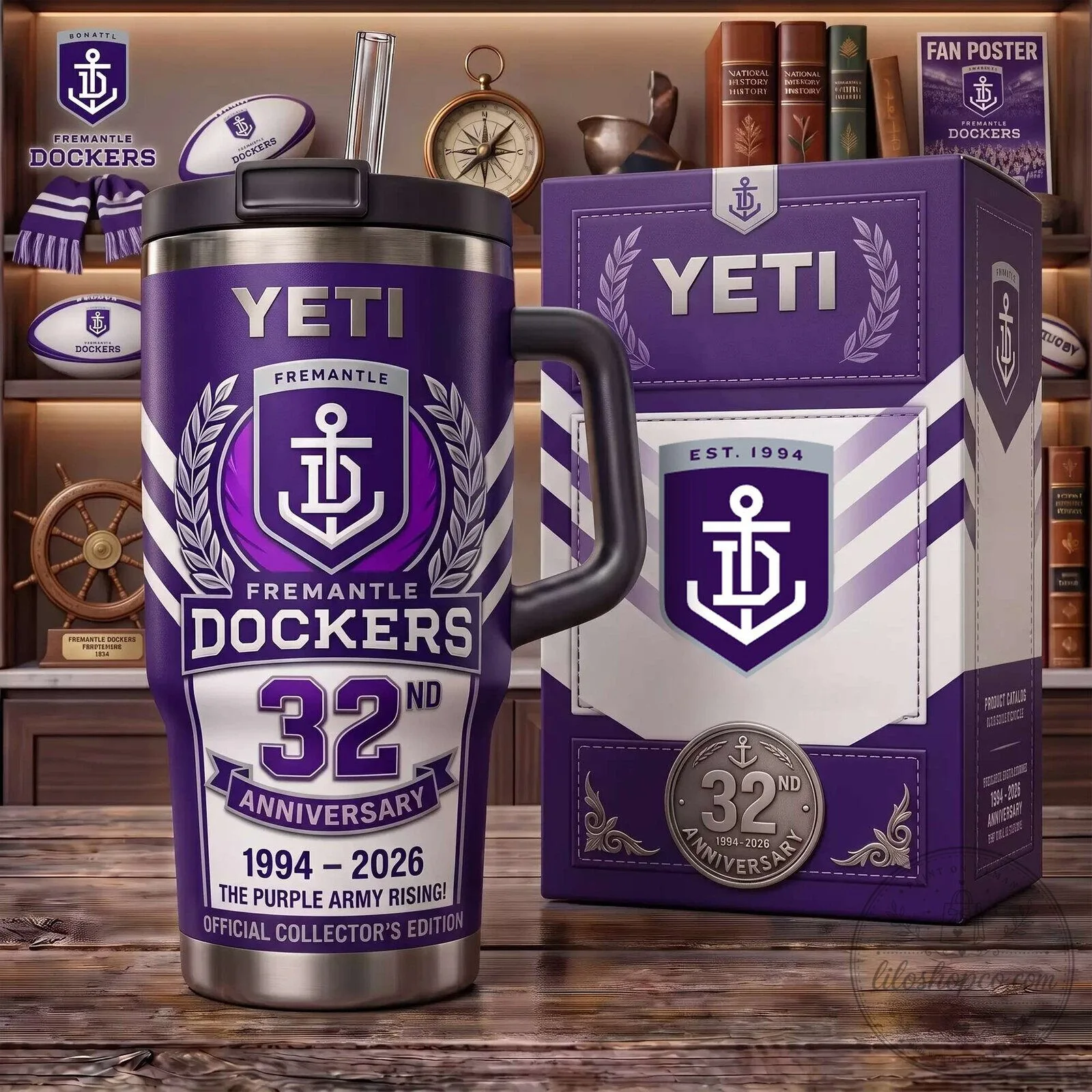 Fremantle Dockers 32nd Anniversary The Purple Army Rising Tumbler
