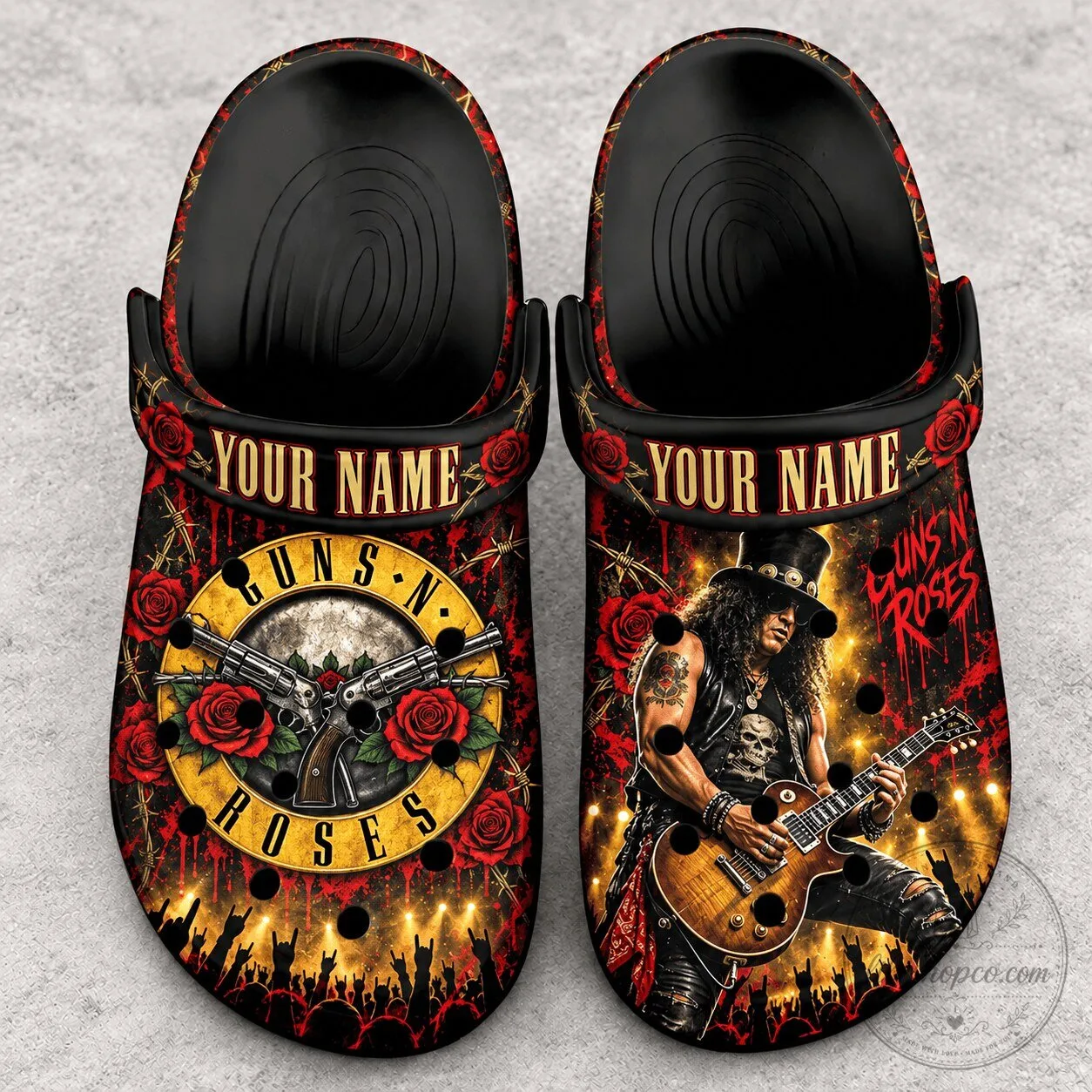 Guns N' Roses Band Logo Slash Rock and Roll Music Fan Clogs Shoes