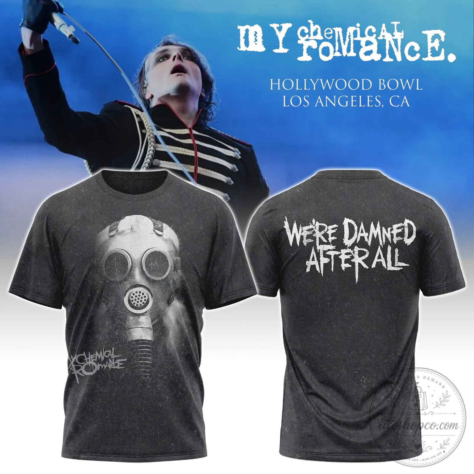 My Chemical Romance Gas Mask We're Damned After All Hollywood Bowl T-Shirt