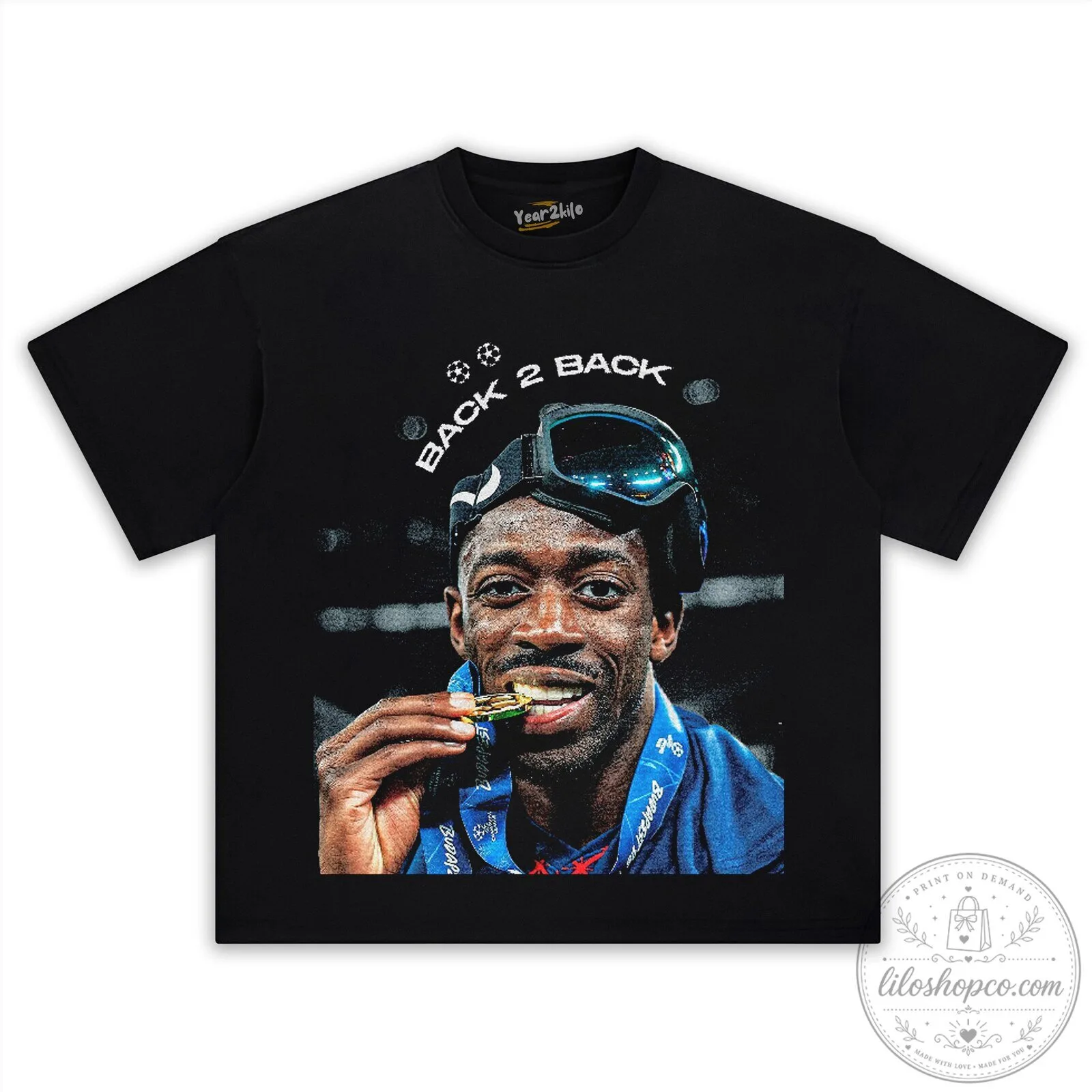 Ousmane Dembélé Back 2 Back Soccer T-Shirt 11 Ousmane Dembélé Back 2 Back Soccer T-Shirt