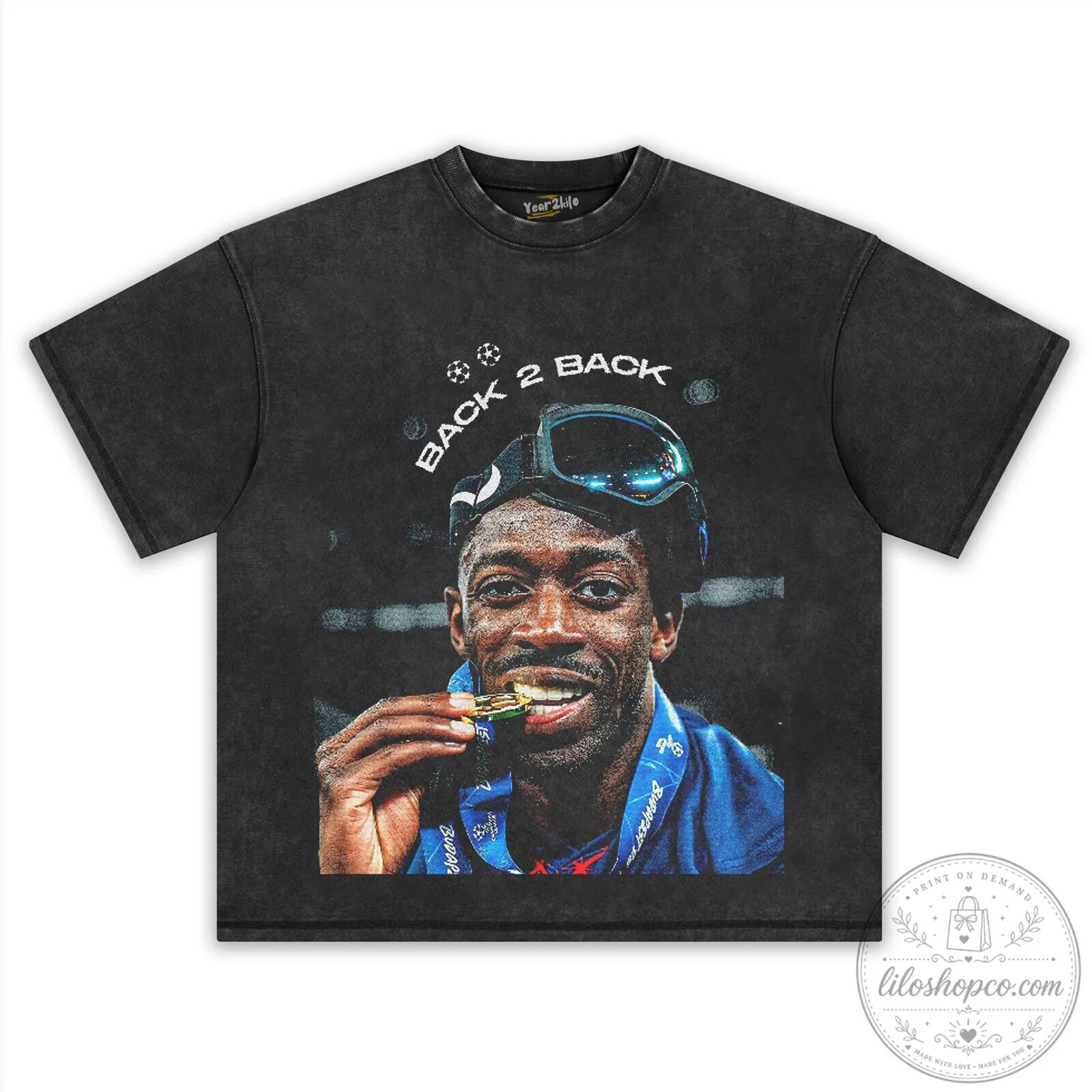 Ousmane Dembélé Back 2 Back Soccer T-Shirt 12 Ousmane Dembélé Back 2 Back Soccer T-Shirt