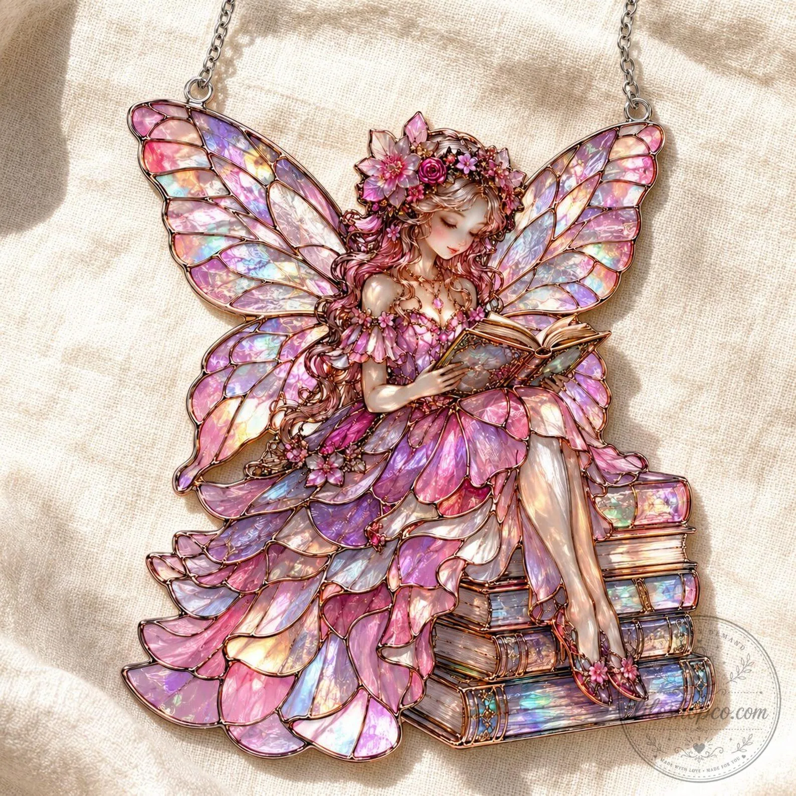 Personalized Reading Fairy Stained Glass Suncatcher for Home Decor 14 Personalized Reading Fairy Stained Glass Suncatcher for Home Decor