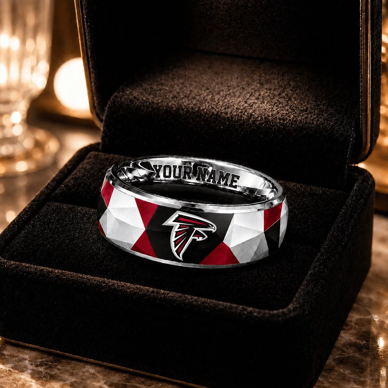 Atlanta Falcons NFL Football Team Custom Name Engraved Ring For Men