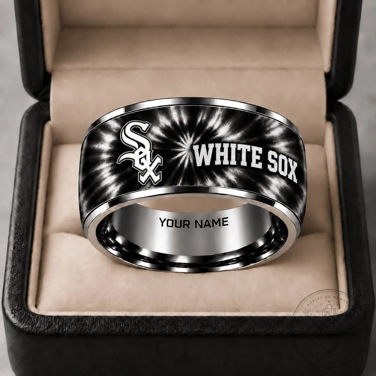 Chicago White Sox Tie Dye Personalized Tungsten Steel Ring for Baseball Fans