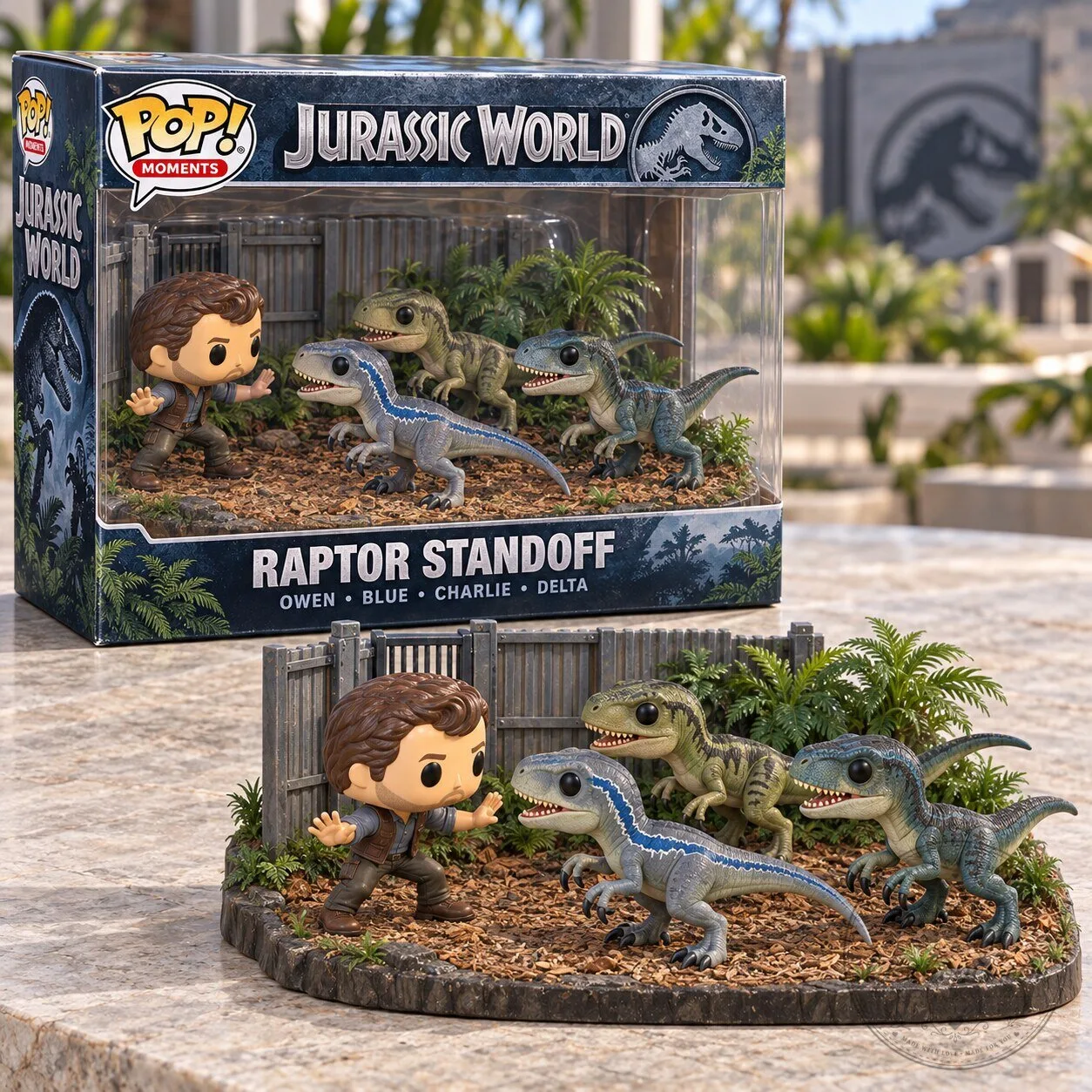 Jurassic World Raptor Standoff Owen Blue Charlie Delta Collectible Figurine